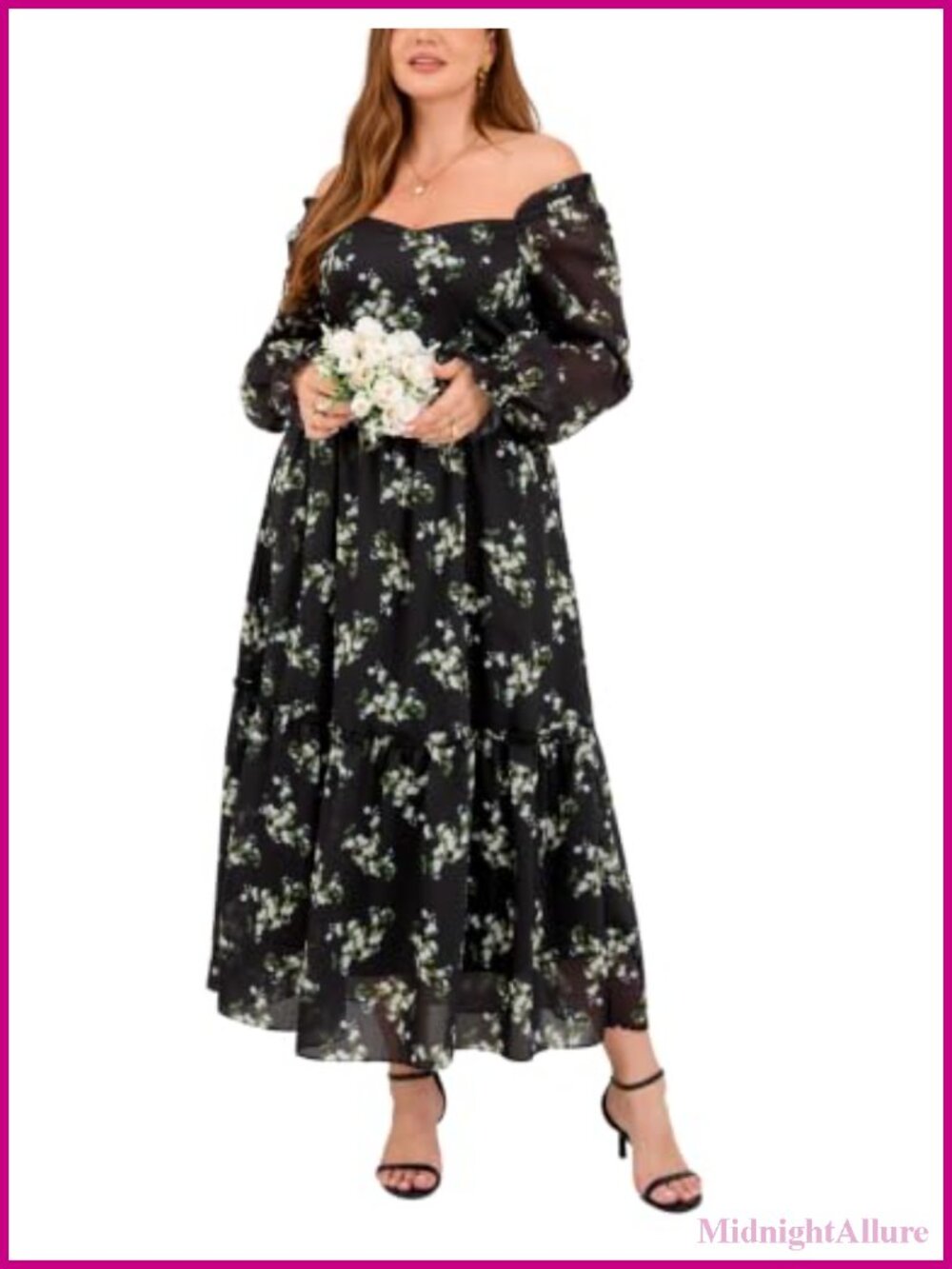 Plus Size Floral Chiffon Wedding Guest Dress